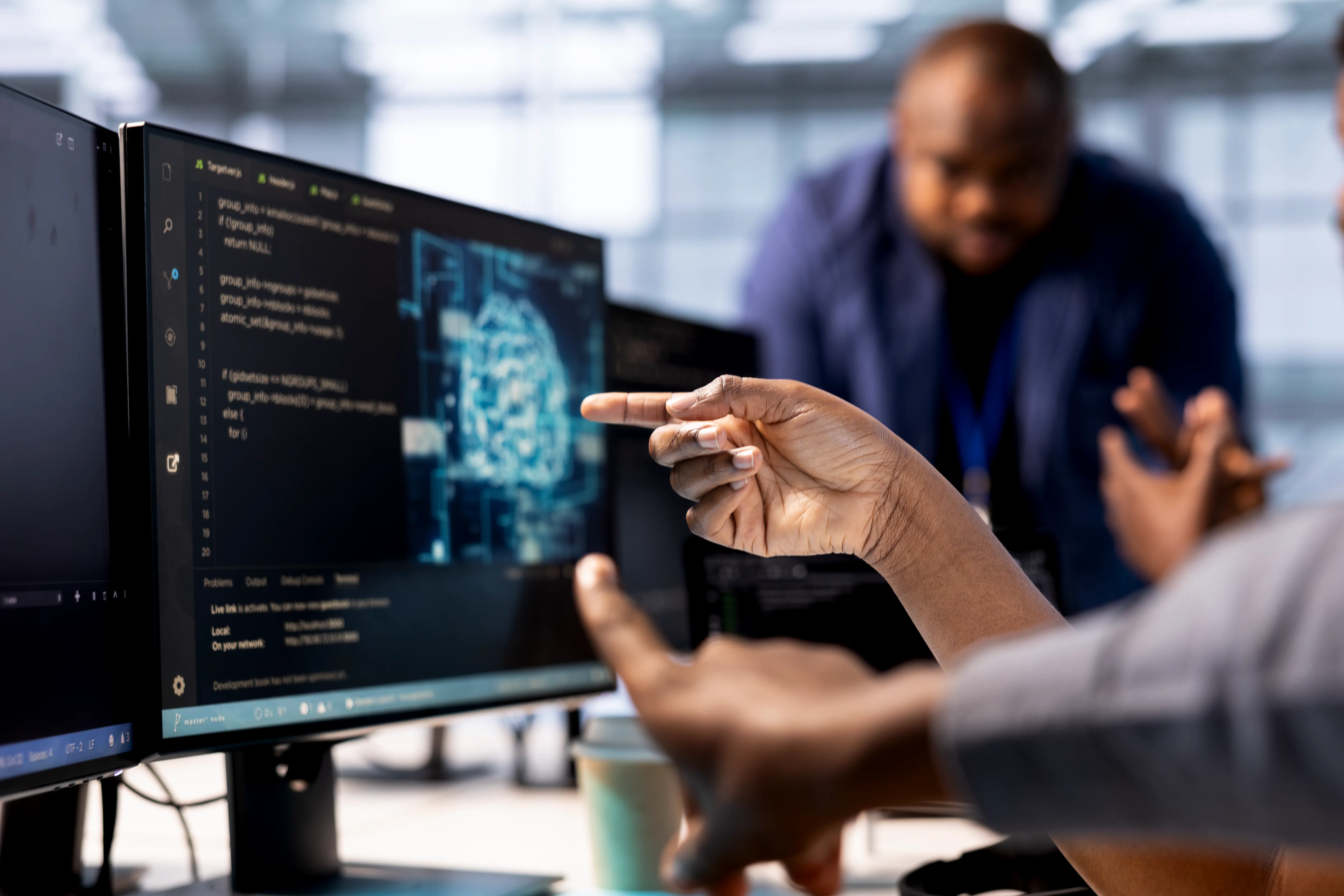 3D artificial intelligence visualization on laptop screen